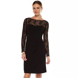 Chaps Black Lace Trim Fancy Dress